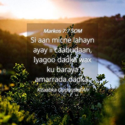 Picture 04 - Markos 7:7 SOM - Si aan micne lahayn ayay ii caabudaan, Iyagoo - Bible Verse Picture