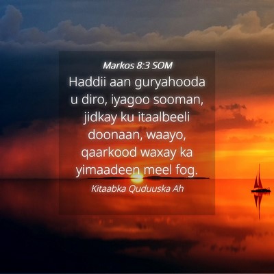 Picture 04 - Markos 8:3 SOM - Haddii aan guryahooda u diro, iyagoo sooman, - Bible Verse Picture