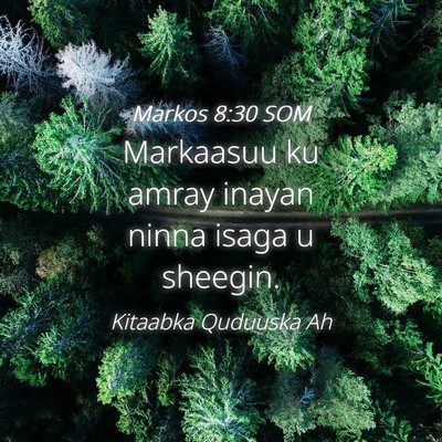 Picture 04 - Markos 8:30 SOM - Markaasuu ku amray inayan ninna isaga u - Bible Verse Picture