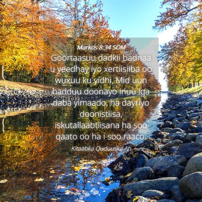Picture 04 - Markos 8:34 SOM - Goortaasuu dadkii badnaa u yeedhay iyo - Bible Verse Picture