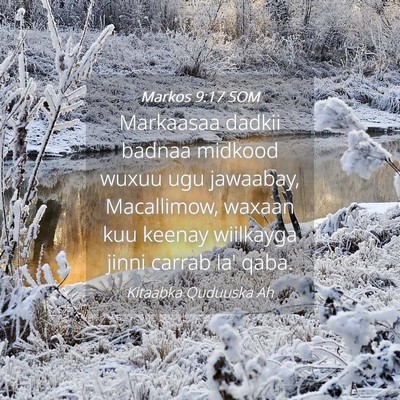 Picture 04 - Markos 9:17 SOM - Markaasaa dadkii badnaa midkood wuxuu ugu - Bible Verse Picture