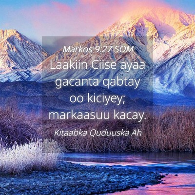 Picture 04 - Markos 9:27 SOM - Laakiin Ciise ayaa gacanta qabtay oo kiciyey; - Bible Verse Picture