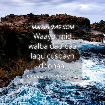 Picture 04 - Markos 9:49 SOM - Waayo, mid walba dab baa lagu cusbayn - Bible Verse Picture