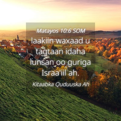Picture 04 - Matayos 10:6 SOM - laakiin waxaad u tagtaan idaha lunsan oo guriga - Bible Verse Picture