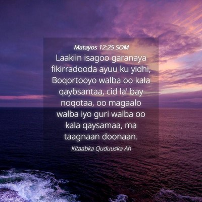 Picture 04 - Matayos 12:25 SOM - Laakiin isagoo garanaya fikirradooda ayuu ku - Bible Verse Picture