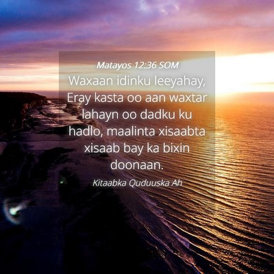Picture 04 - Matayos 12:36 SOM - Waxaan idinku leeyahay, Eray kasta oo aan waxtar - Bible Verse Picture