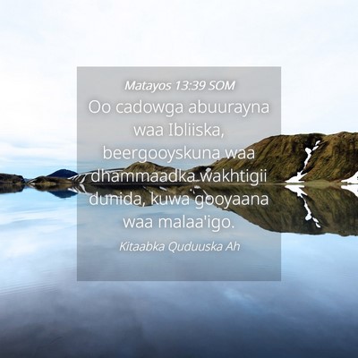 Picture 04 - Matayos 13:39 SOM - Oo cadowga abuurayna waa Ibliiska, beergooyskuna - Bible Verse Picture
