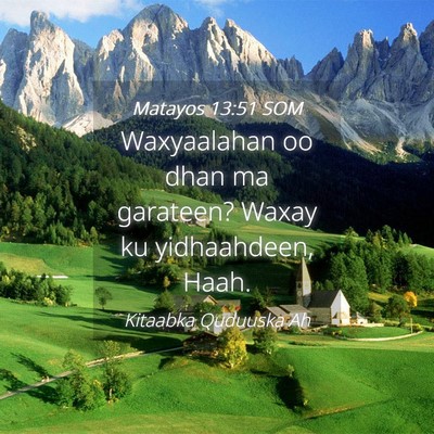 Picture 04 - Matayos 13:51 SOM - Waxyaalahan oo dhan ma garateen? Waxay ku - Bible Verse Picture