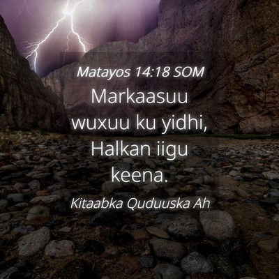 Picture 04 - Matayos 14:18 SOM - Markaasuu wuxuu ku yidhi, Halkan iigu - Bible Verse Picture