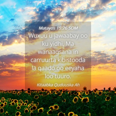Picture 04 - Matayos 15:26 SOM - Wuxuu u jawaabay oo ku yidhi, Ma wanaagsana in - Bible Verse Picture