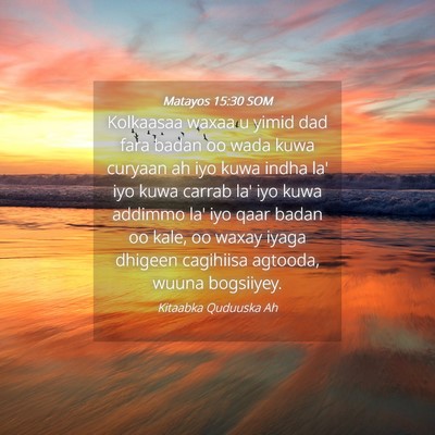 Picture 04 - Matayos 15:30 SOM - Kolkaasaa waxaa u yimid dad fara badan oo wada - Bible Verse Picture