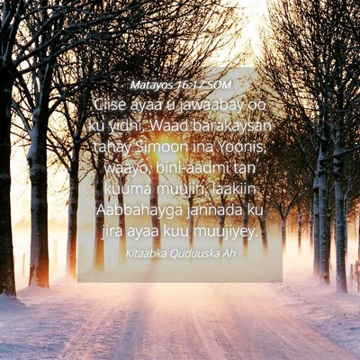 Picture 04 - Matayos 16:17 SOM - Ciise ayaa u jawaabay oo ku yidhi, Waad - Bible Verse Picture