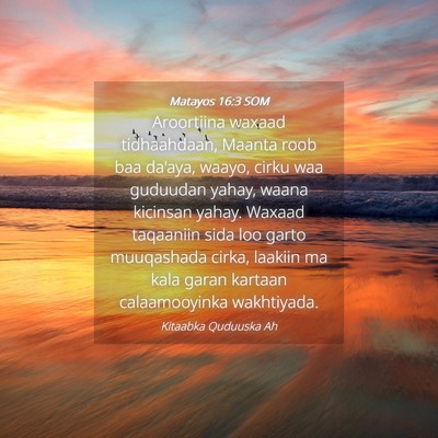 Picture 04 - Matayos 16:3 SOM - Aroortiina waxaad tidhaahdaan, Maanta roob baa - Bible Verse Picture
