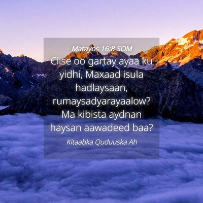Picture 04 - Matayos 16:8 SOM - Ciise oo gartay ayaa ku yidhi, Maxaad isula - Bible Verse Picture