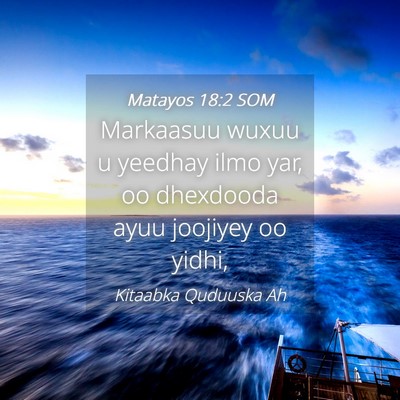 Picture 04 - Matayos 18:2 SOM - Markaasuu wuxuu u yeedhay ilmo yar, oo dhexdooda - Bible Verse Picture