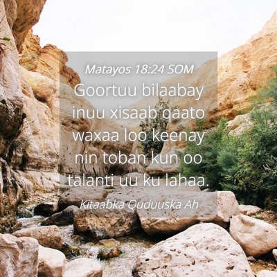 Picture 04 - Matayos 18:24 SOM - Goortuu bilaabay inuu xisaab qaato waxaa loo - Bible Verse Picture