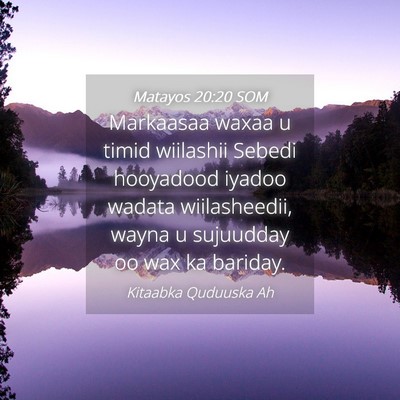 Picture 04 - Matayos 20:20 SOM - Markaasaa waxaa u timid wiilashii Sebedi - Bible Verse Picture