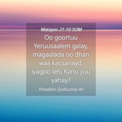 Picture 04 - Matayos 21:10 SOM - Oo goortuu Yeruusaalem galay, magaalada oo dhan - Bible Verse Picture