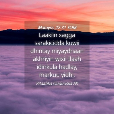 Picture 04 - Matayos 22:31 SOM - Laakiin xagga sarakicidda kuwii dhintay - Bible Verse Picture