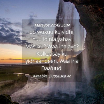 Picture 04 - Matayos 22:42 SOM - oo wuxuu ku yidhi, Yuu idinla yahay Masiixu? Waa - Bible Verse Picture