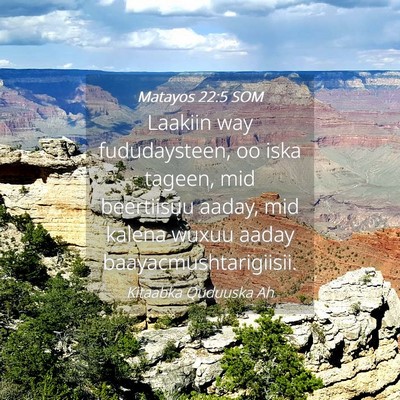 Picture 04 - Matayos 22:5 SOM - Laakiin way fududaysteen, oo iska tageen, mid - Bible Verse Picture