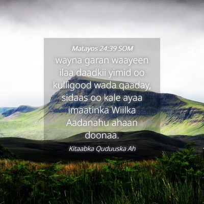 Picture 04 - Matayos 24:39 SOM - wayna garan waayeen ilaa daadkii yimid oo - Bible Verse Picture