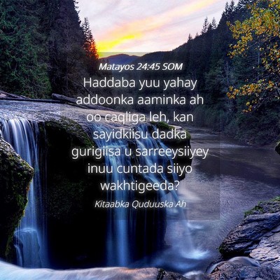 Picture 04 - Matayos 24:45 SOM - Haddaba yuu yahay addoonka aaminka ah oo caqliga - Bible Verse Picture