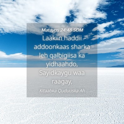 Picture 04 - Matayos 24:48 SOM - Laakiin haddii addoonkaas sharka leh qalbigiisa - Bible Verse Picture