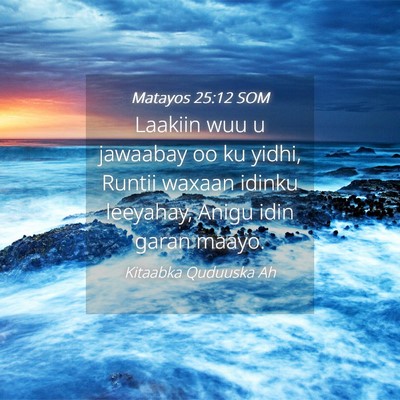 Picture 04 - Matayos 25:12 SOM - Laakiin wuu u jawaabay oo ku yidhi, Runtii waxaan - Bible Verse Picture