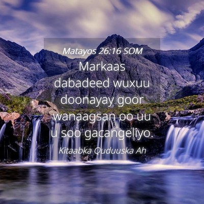 Picture 04 - Matayos 26:16 SOM - Markaas dabadeed wuxuu doonayay goor wanaagsan oo - Bible Verse Picture