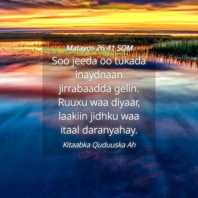 Picture 04 - Matayos 26:41 SOM - Soo jeeda oo tukada inaydnaan jirrabaadda gelin. - Bible Verse Picture