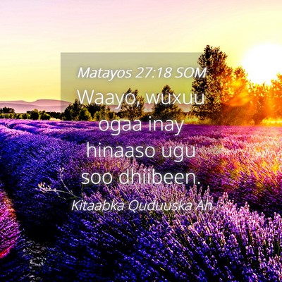 Picture 04 - Matayos 27:18 SOM - Waayo, wuxuu ogaa inay hinaaso ugu soo - Bible Verse Picture