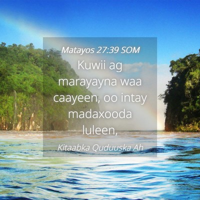 Picture 04 - Matayos 27:39 SOM - Kuwii ag marayayna waa caayeen, oo intay - Bible Verse Picture