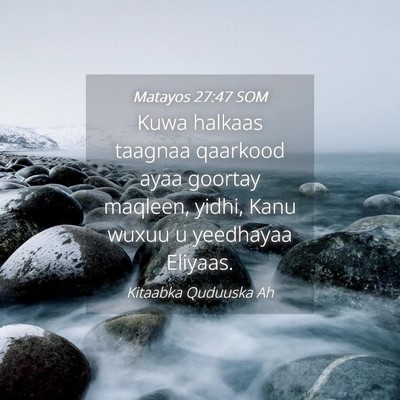Picture 04 - Matayos 27:47 SOM - Kuwa halkaas taagnaa qaarkood ayaa goortay - Bible Verse Picture