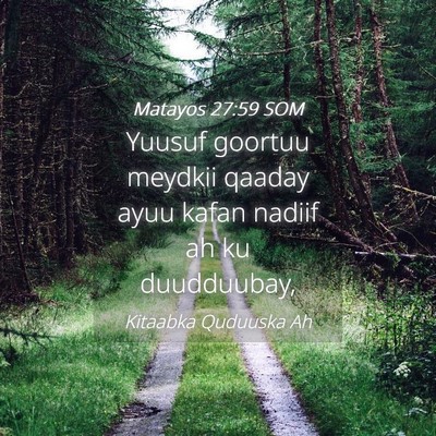 Picture 04 - Matayos 27:59 SOM - Yuusuf goortuu meydkii qaaday ayuu kafan nadiif - Bible Verse Picture