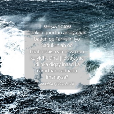 Picture 04 - Matayos 3:7 SOM - Laakiin goortuu arkay qaar badan oo Farrisiin iyo - Bible Verse Picture