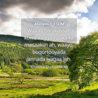 Picture 04 - Matayos 5:3 SOM - Waxaa barakaysan kuwa xagga ruuxa ka masaakiin - Bible Verse Picture