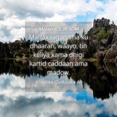 Picture 04 - Matayos 5:36 SOM - Madaxaagana ha ku dhaaran, waayo, tin keliya kama - Bible Verse Picture