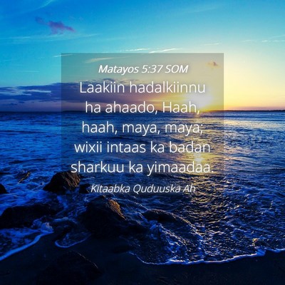 Picture 04 - Matayos 5:37 SOM - Laakiin hadalkiinnu ha ahaado, Haah, haah, maya, - Bible Verse Picture