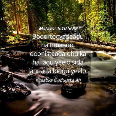 Picture 04 - Matayos 6:10 SOM - Boqortooyadaadu ha timaado, doonistaada dhulka ha - Bible Verse Picture