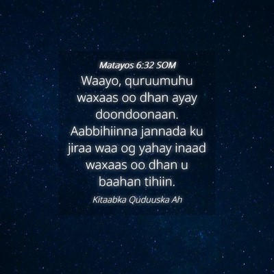Picture 04 - Matayos 6:32 SOM - Waayo, quruumuhu waxaas oo dhan ayay doondoonaan. - Bible Verse Picture