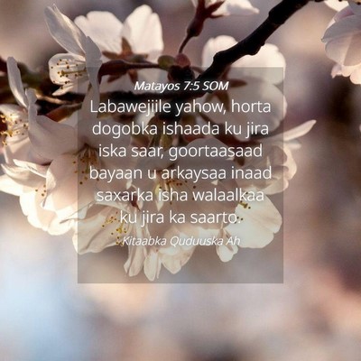 Picture 04 - Matayos 7:5 SOM - Labawejiile yahow, horta dogobka ishaada ku jira - Bible Verse Picture