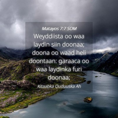 Picture 04 - Matayos 7:7 SOM - Weyddiista oo waa laydin siin doonaa; doona oo - Bible Verse Picture