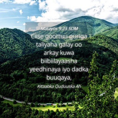 Picture 04 - Matayos 9:23 SOM - Ciise goortuu guriga taliyaha galay oo arkay kuwa - Bible Verse Picture