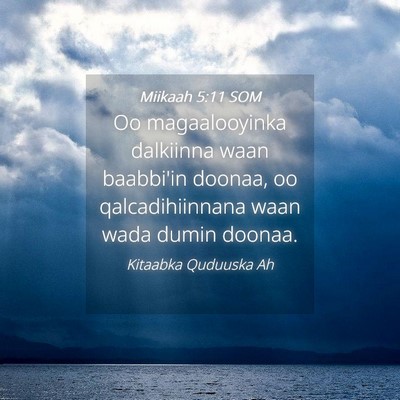 Picture 04 - Miikaah 5:11 SOM - Oo magaalooyinka dalkiinna waan baabbi'in doonaa, - Bible Verse Picture