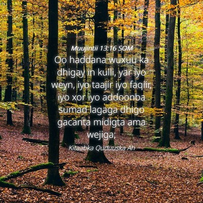 Picture 04 - Muujintii 13:16 SOM - Oo haddana wuxuu ka dhigay in kulli, yar iyo - Bible Verse Picture