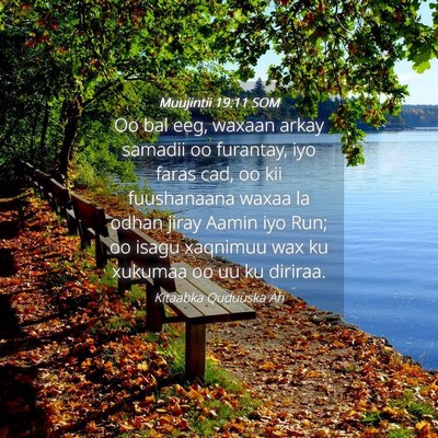 Picture 04 - Muujintii 19:11 SOM - Oo bal eeg, waxaan arkay samadii oo furantay, iyo - Bible Verse Picture