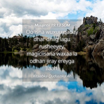 Picture 04 - Muujintii 19:13 SOM - Oo isna wuxuu qabay dhar dhiig lagu rusheeyey, - Bible Verse Picture