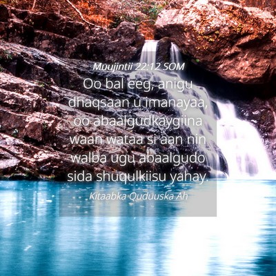 Picture 04 - Muujintii 22:12 SOM - Oo bal eeg, anigu dhaqsaan u imanayaa, oo - Bible Verse Picture