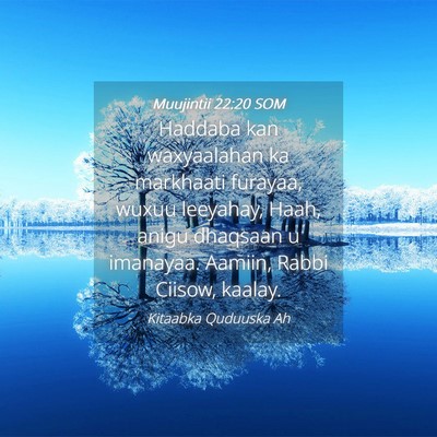 Picture 04 - Muujintii 22:20 SOM - Haddaba kan waxyaalahan ka markhaati furayaa, - Bible Verse Picture